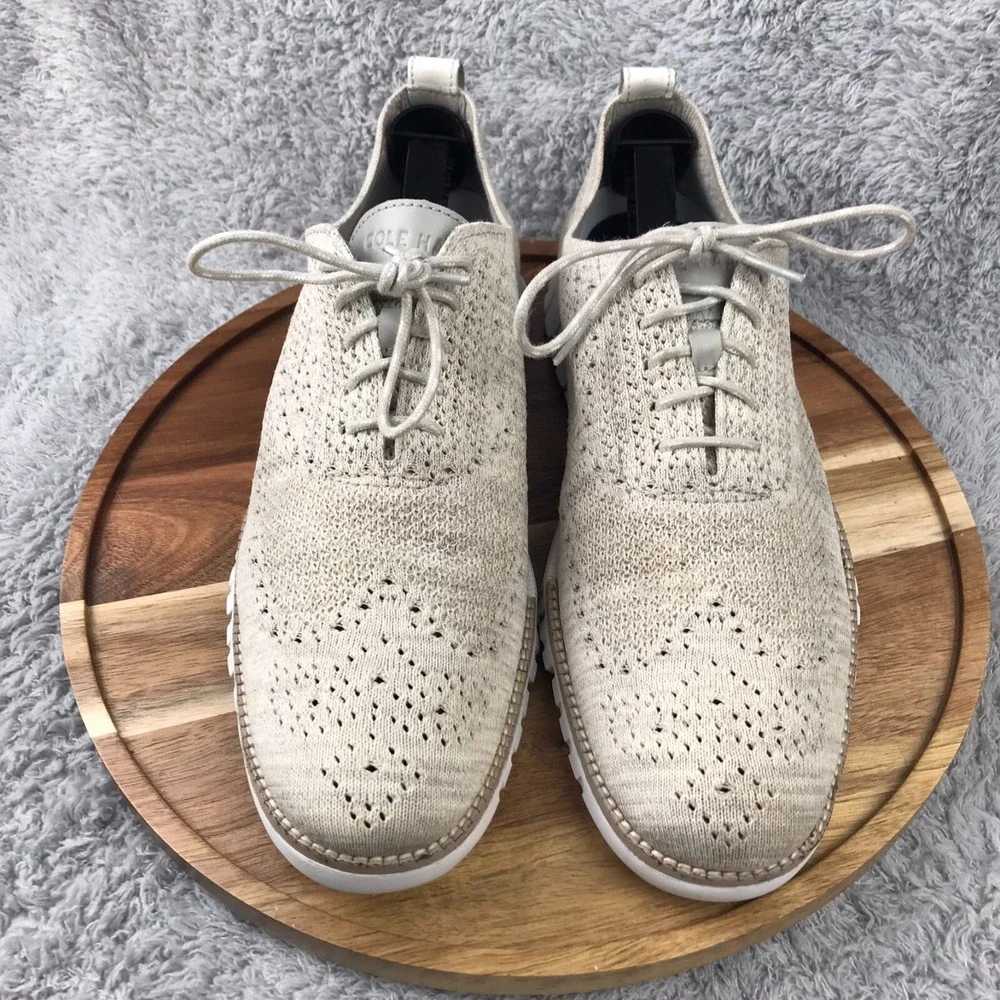 Cole Haan ZeroGrand Stitchlite Wingtip Oxford Mens 11M Harbour Mist Gray Knit